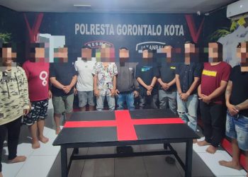 11 Debt Collector Diamankan Sat Reskrim Polresta Gorontalo Pasca Pengrusakan Gudang ACC Finance