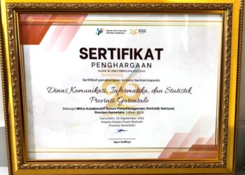 Diskominfotik Gorontalo Raih Penghargaan Mitra Kolaboratif dari BPS